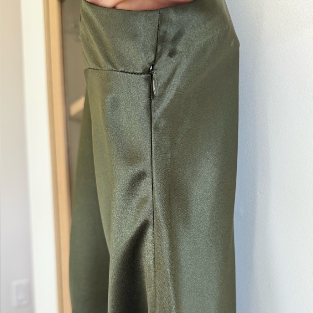Retrofete Olive Green High-Low Halter Gown - Picture 10 of 12